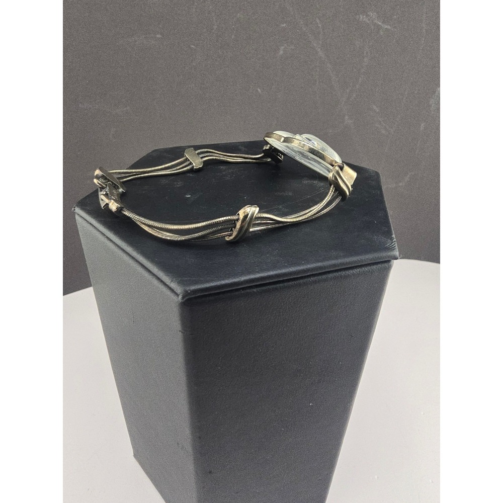 Lenox Bracelet Sterling Silver Heart Footprints Sand Snake Chain RARE 7in - Picture 15 of 16